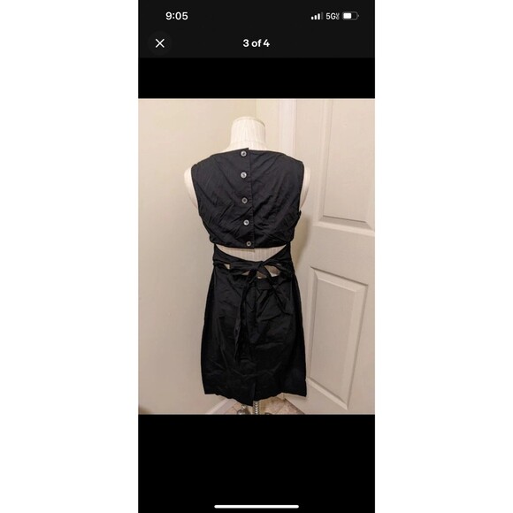 Club Monaco Black Cotton Square Neck Midi Back Slit Dress Sz 8 - Picture 3 of 14
